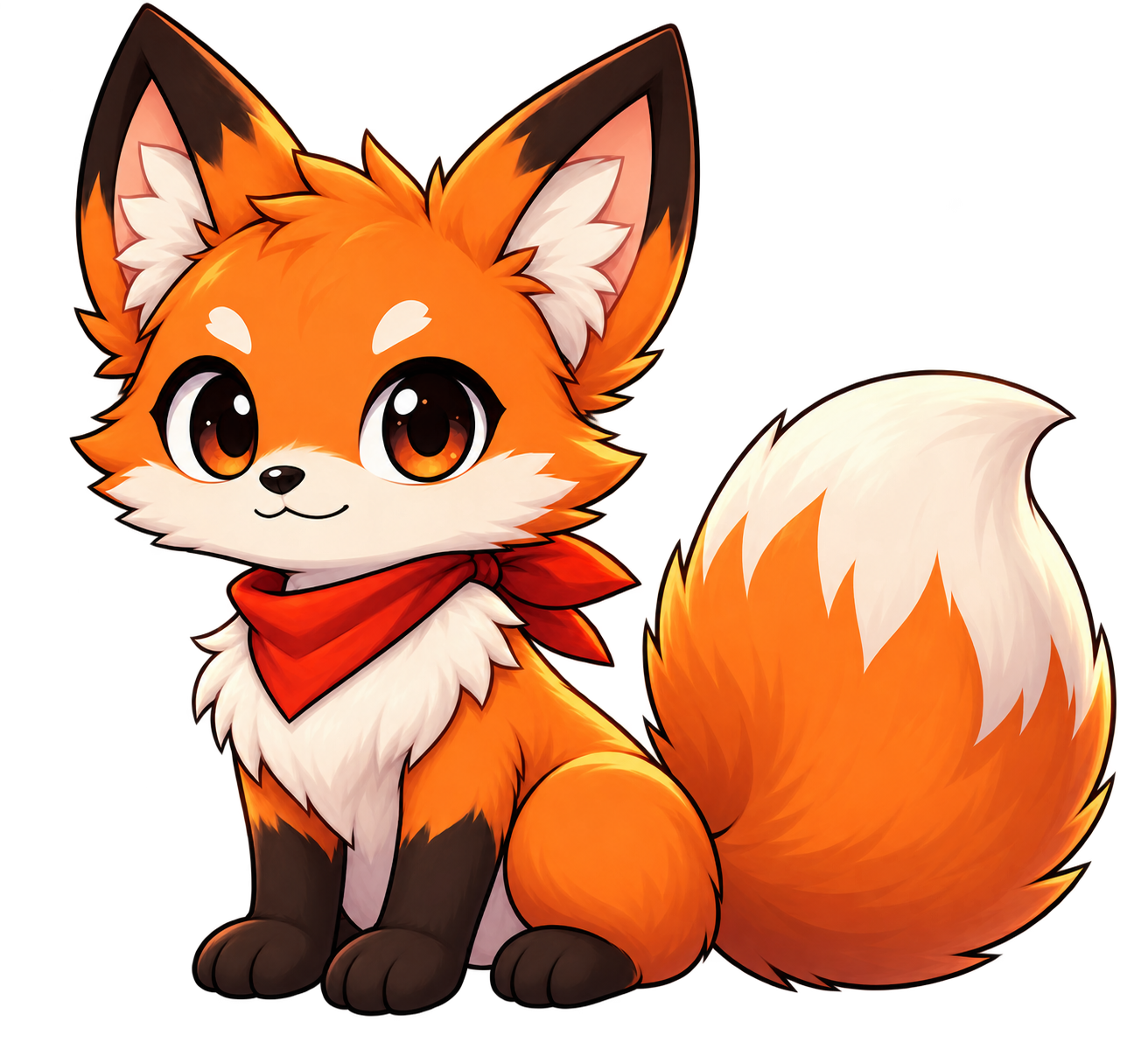 Raposa Kyure com bandana vermelha